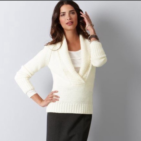 Loft Ann Taylor Alpaca Blend Deep V Shawl Sweater Purple Sz M - Picture 14 of 14